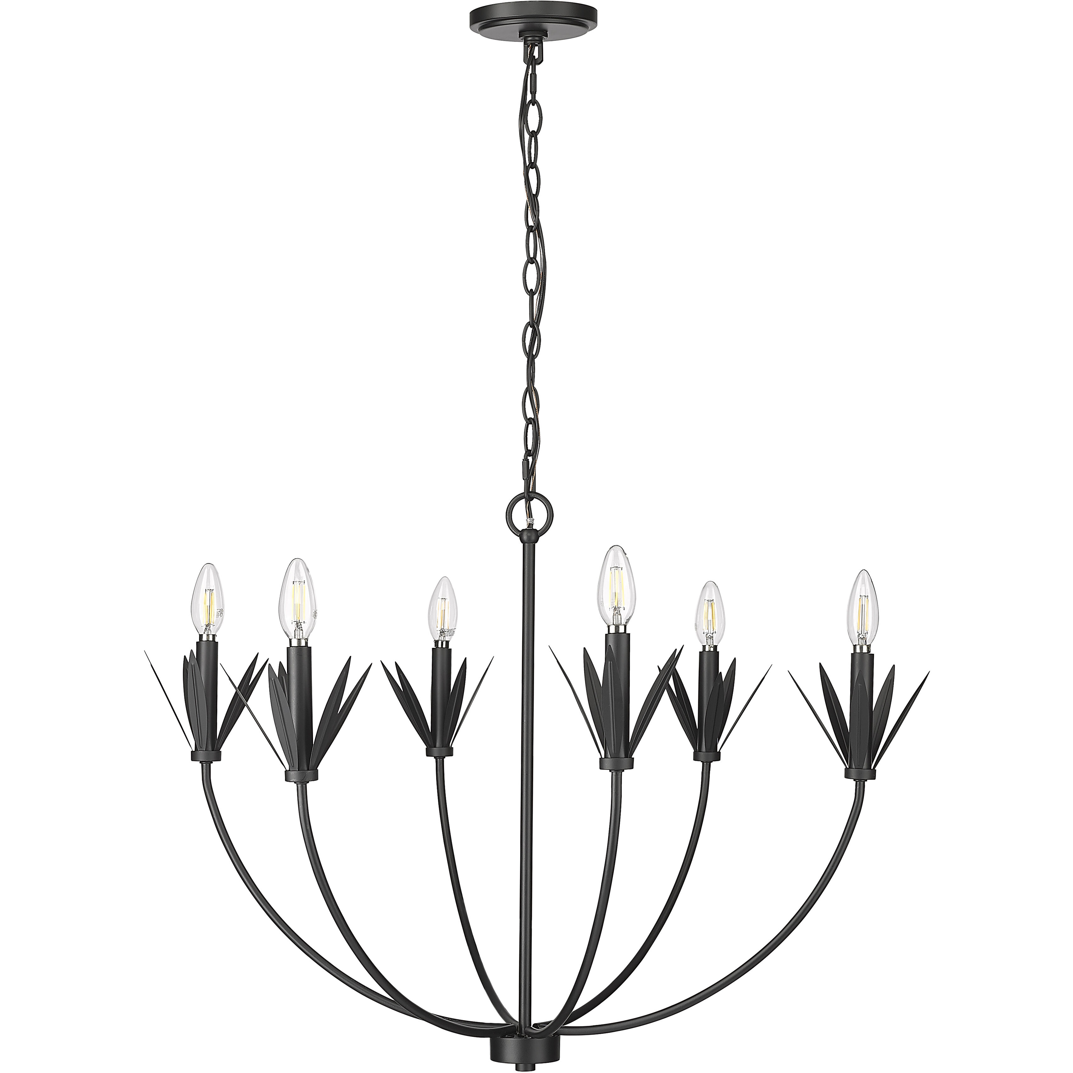 Primrose 6 Light 30.5 inch Matte Black Chandelier Ceiling Light